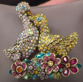 Heidi Daus "Lucky Ducks" Multicolor Crystal Pin, 3"